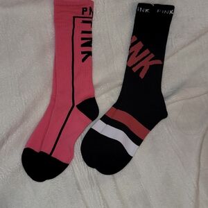 PINK Victoria's Secret Men's Black and Pink Casual Socks